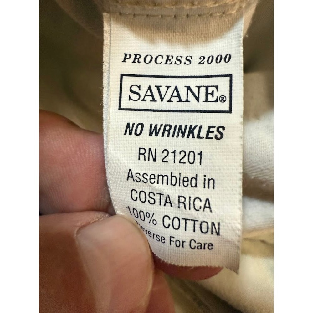 Savane Mens Pleated Front Chino Pants Stone Beige Cotton Twill Trousers 34X29 - Picture 3 of 8